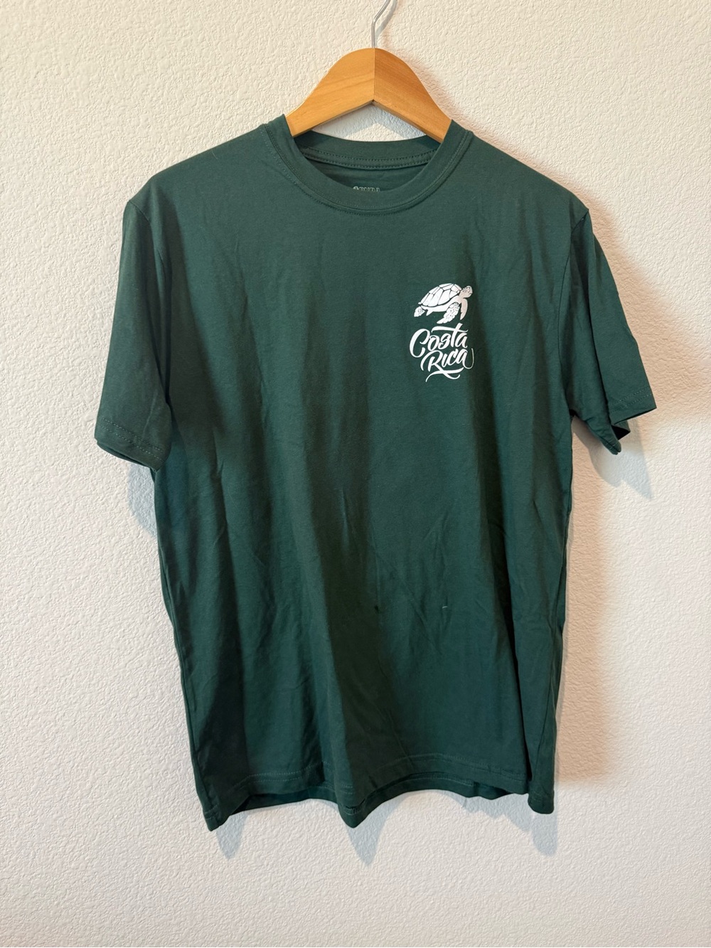 Pura Vida Dark Green Short Sleeve Tee with White Turtle Logo